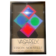 Rare Striking Framed Poster by Victor Vasarely Exhibition Paris France