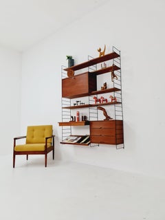 Rare String shelf-system, bookcase teak by WHB Germany, 1950s