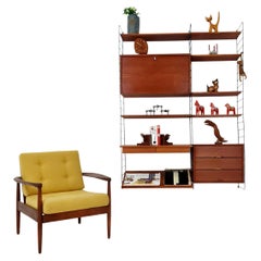 Rare String shelf-system, bookcase teak by WHB Germany, 1950s