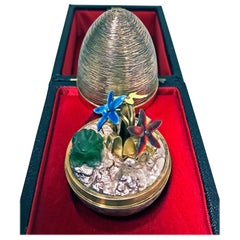 Vintage Rare Stuart Devlin Frog and Flowers Surprise Egg, London, 1975