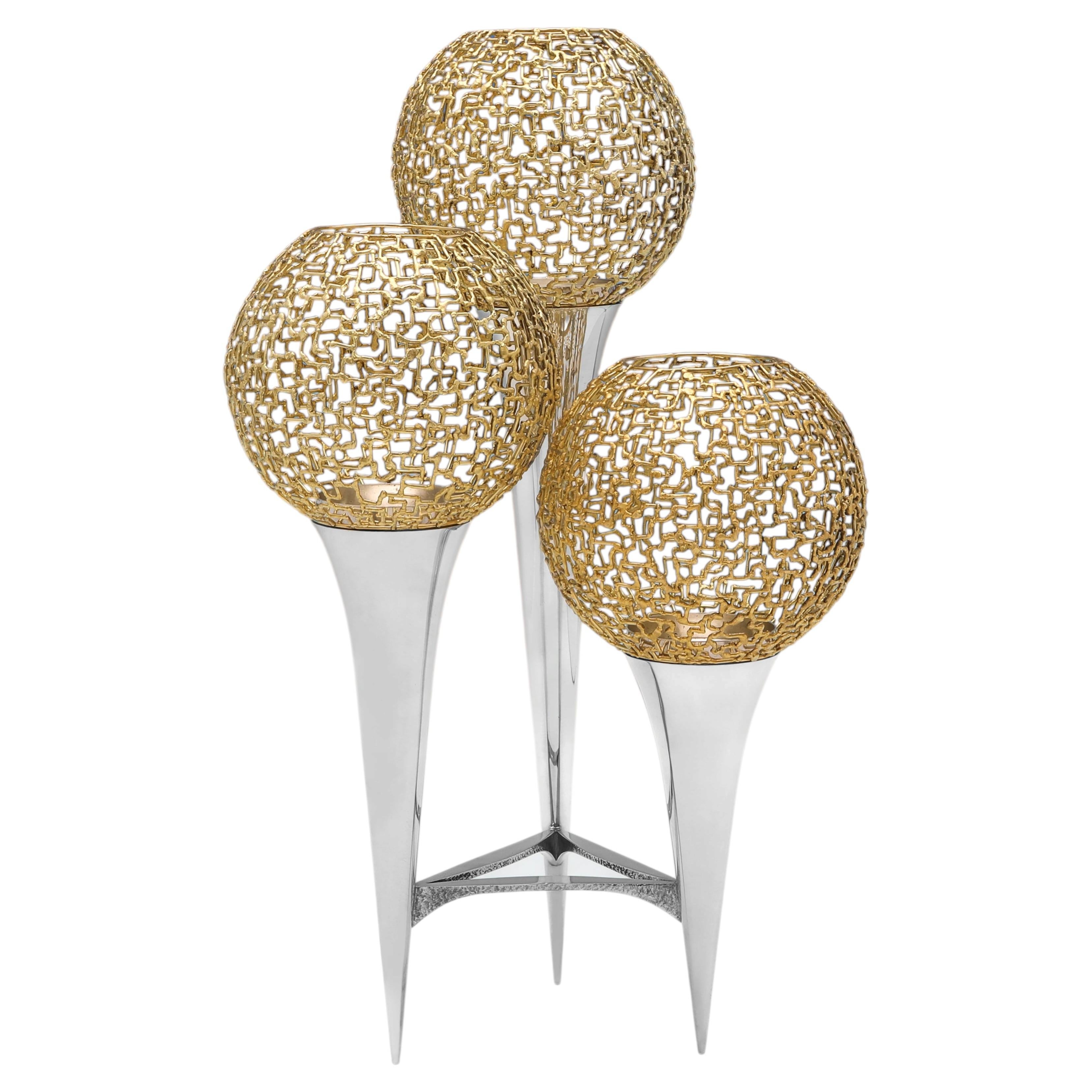 Rare candélabre en argent sterling et filigrane doré de Stuart Devlin, Londres 1967 en vente