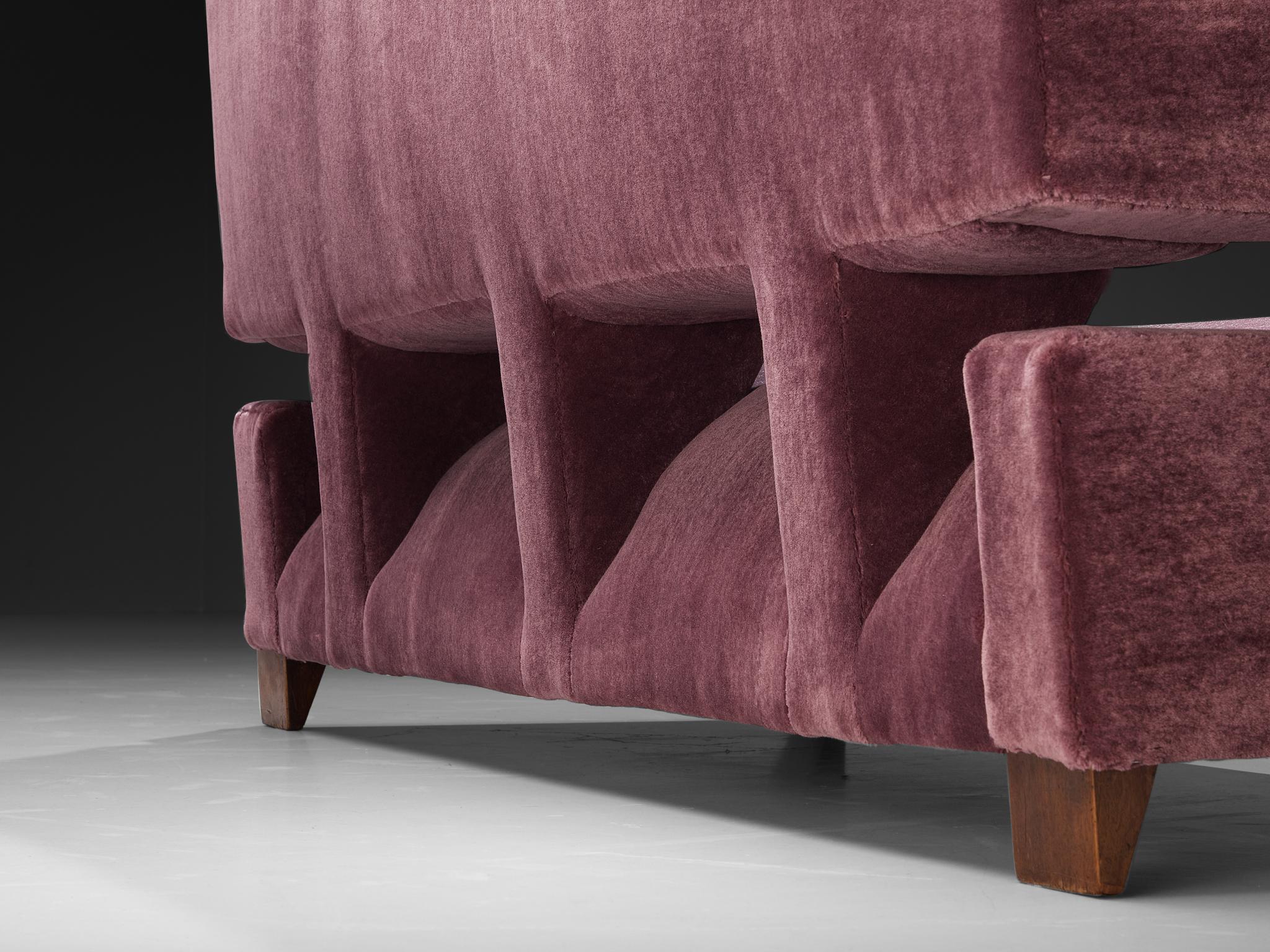 Art Deco Rare Studio B.B.P.R. Sofa in Purple Mohair