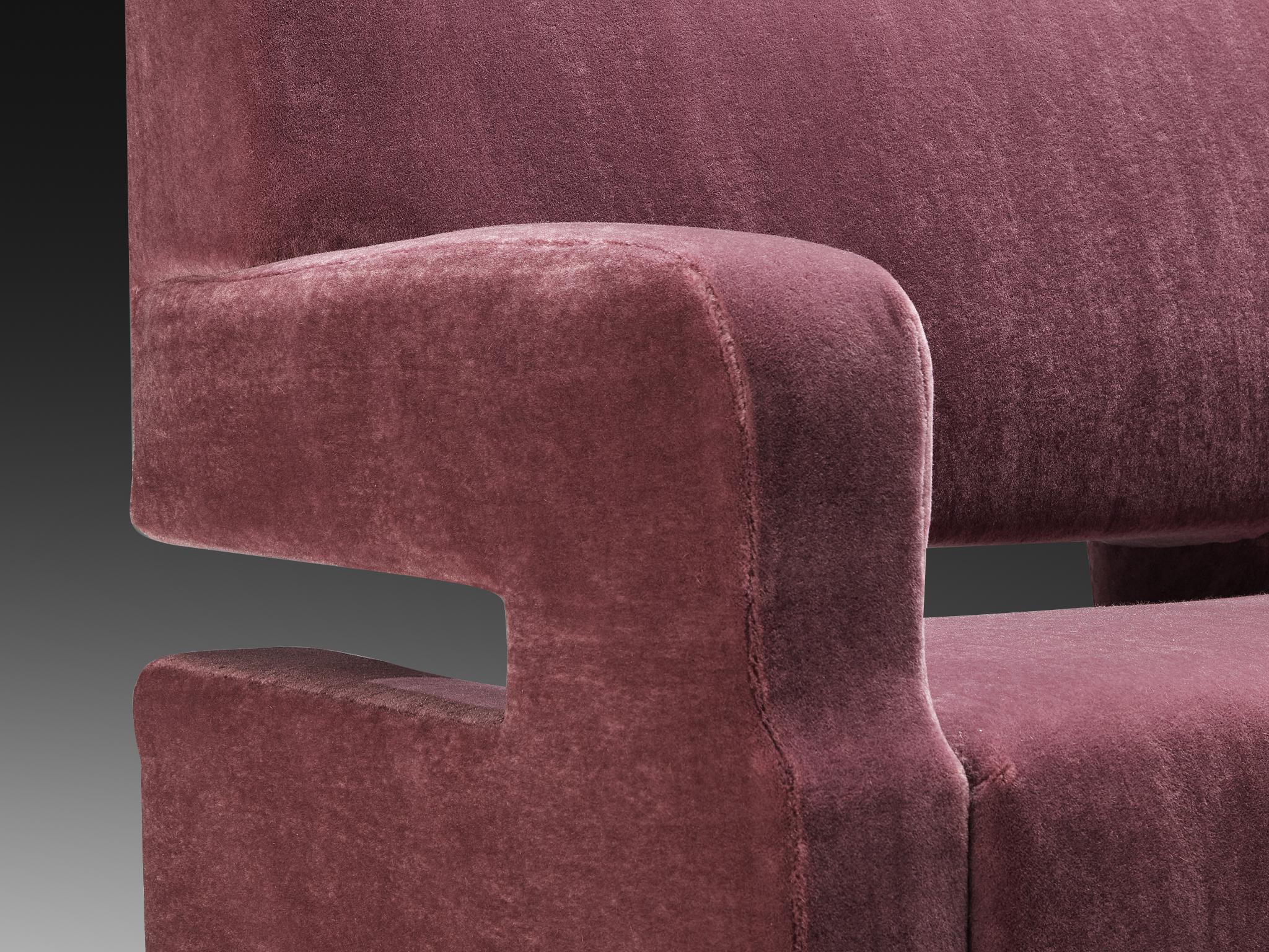 Studio B.B.P.R. Canapé en mohair violet en vente 2