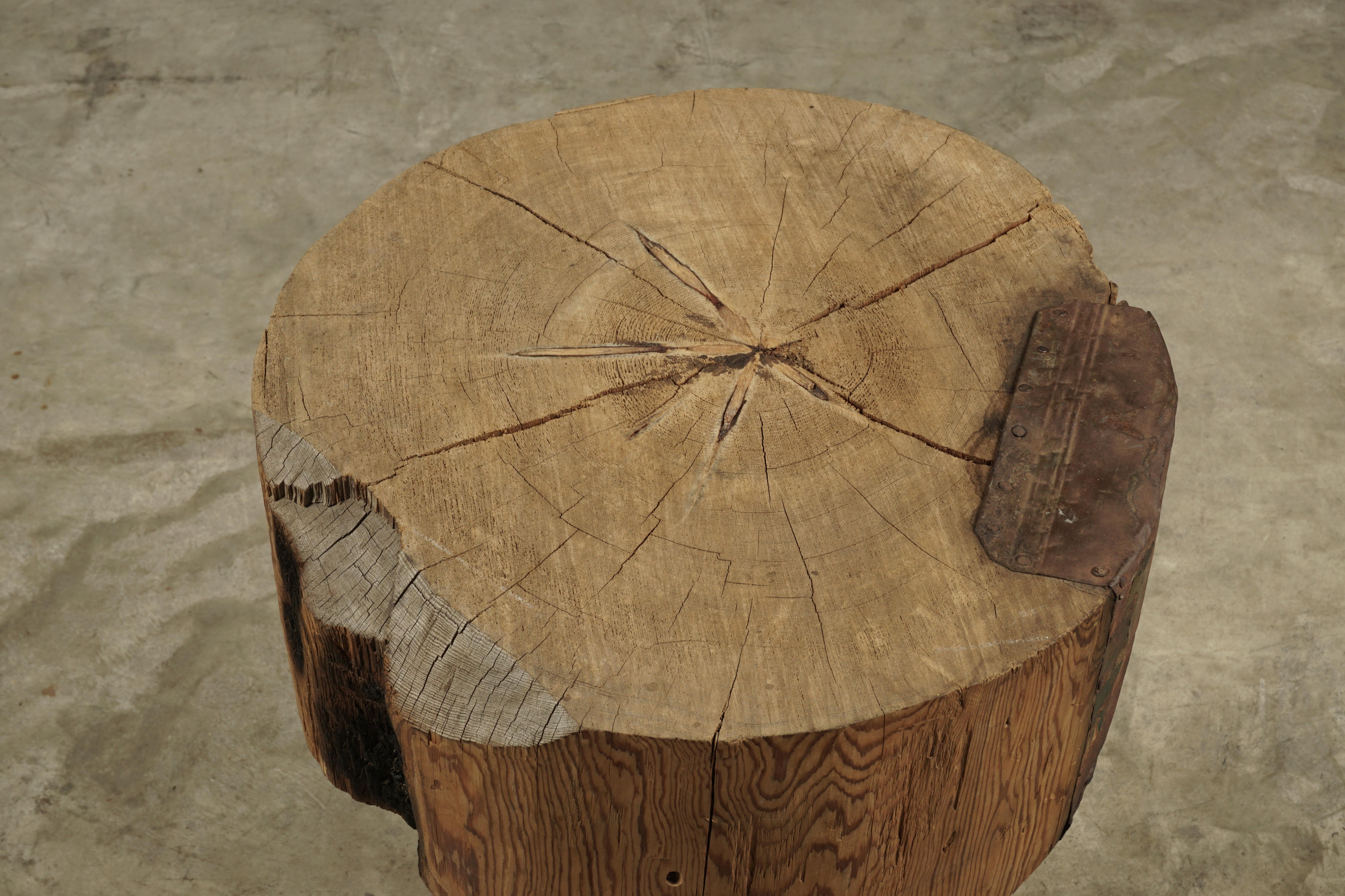 European Rare Stump Table in Pine from Sweden, circa 1850