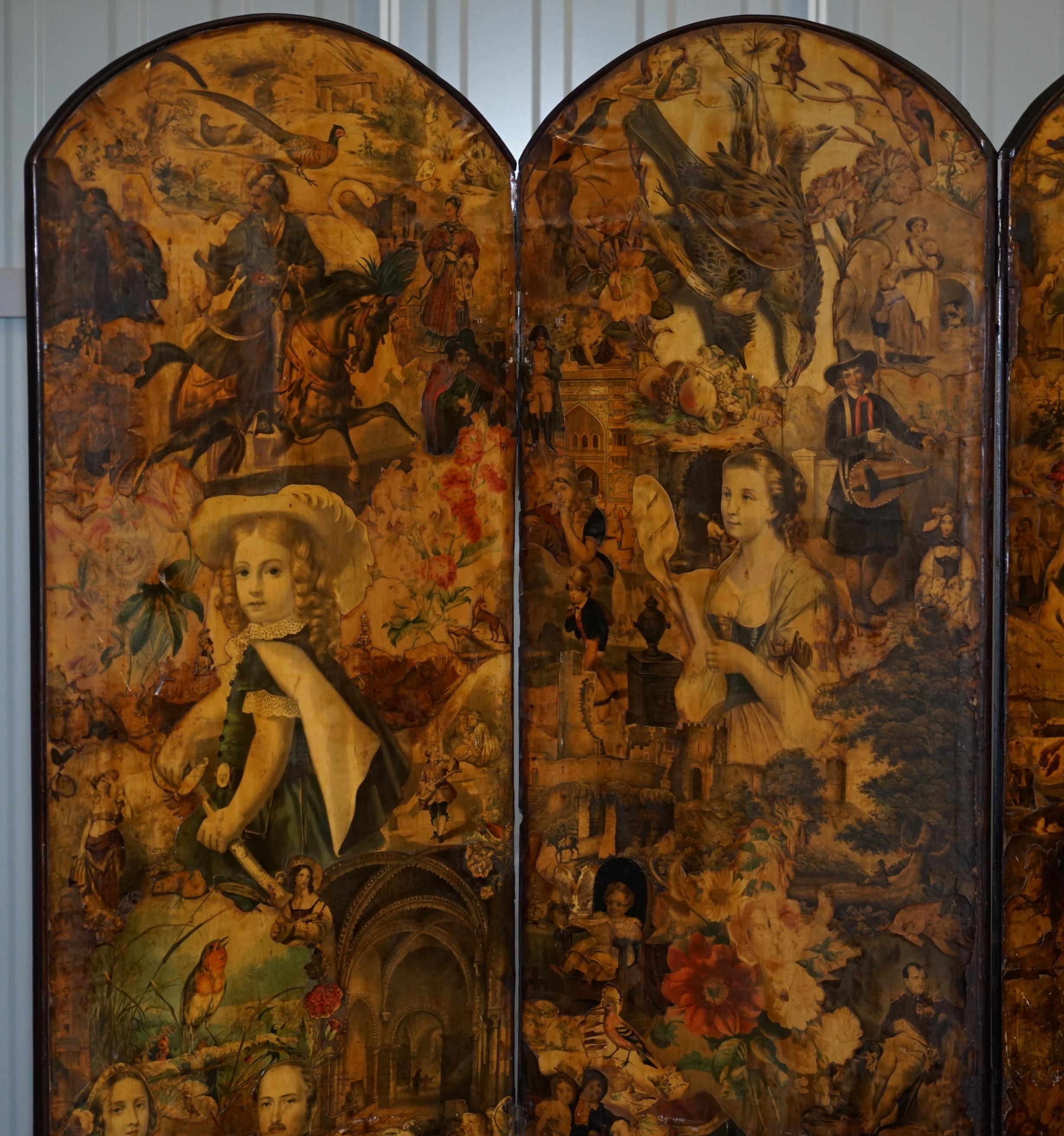 We are delighted to offer for sale this very decorative hand made Victorian to Edwardian four-panel Decoupage folding screen

A highly decorative piece of Victoriana, these were in every great town house and used as entertainment pieces both for