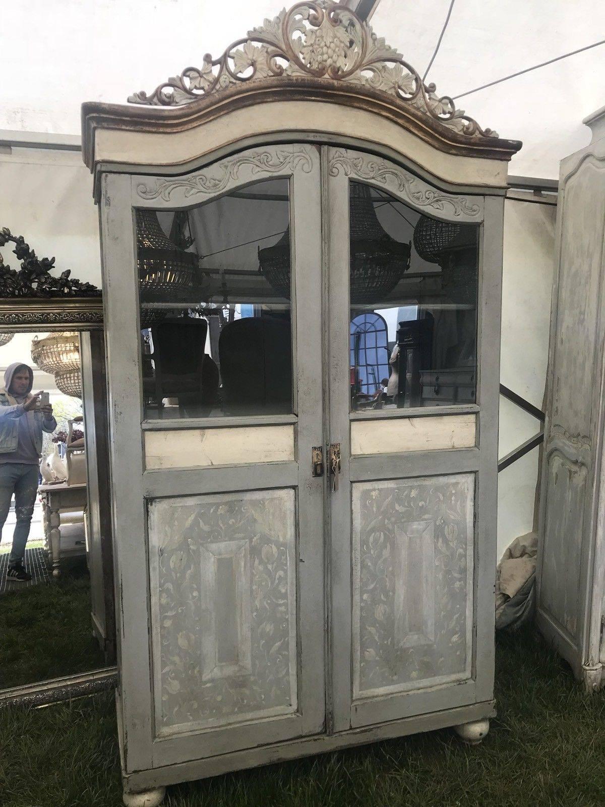 Rare Stunning Antique French/Italian Armoire, Painted, Original For Sale 1