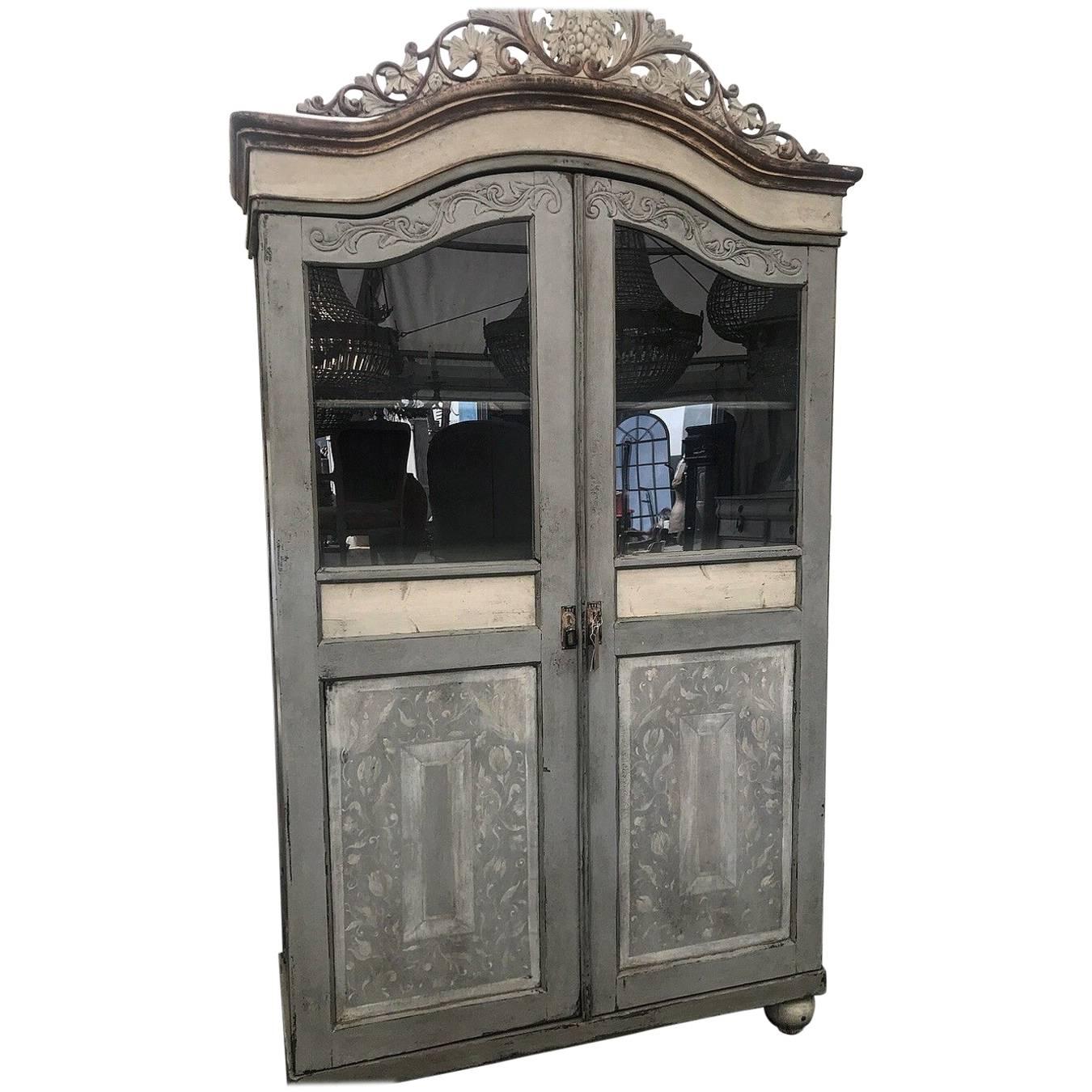 Rare Stunning Antique French/Italian Armoire, Painted, Original For Sale