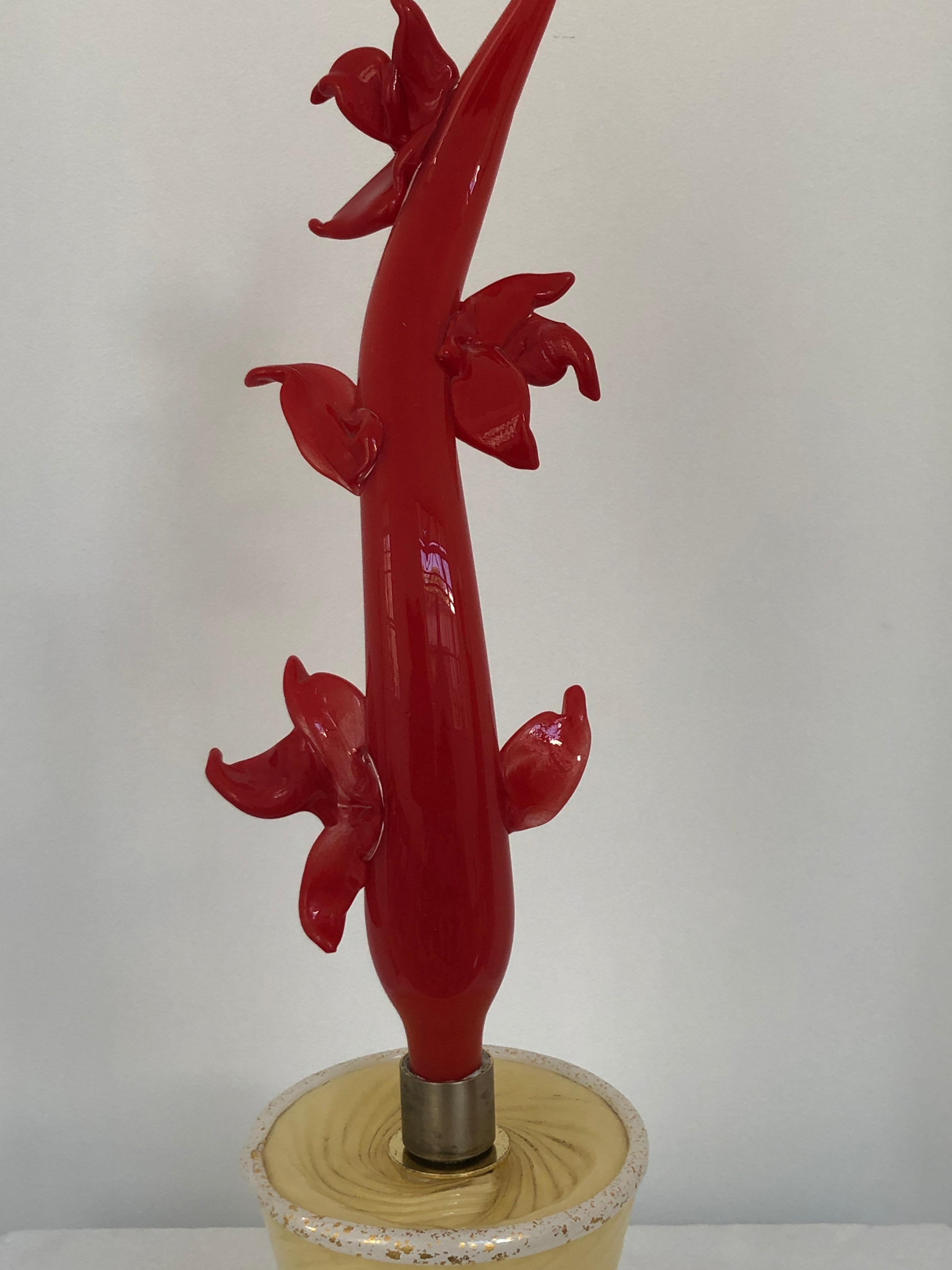 Rare and Stunning Barbini Murano Sommerso Red Gold Flecks Coral Sculpture For Sale 7