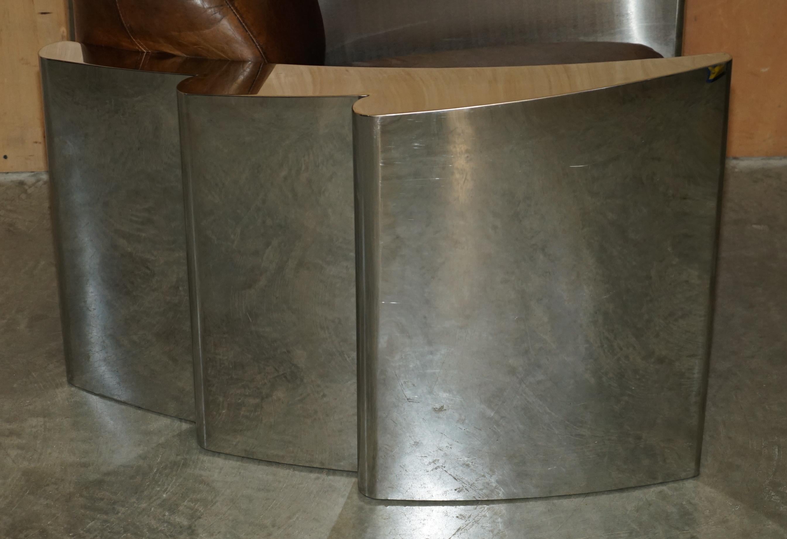 RARE STUNNiNG HERITAGE BROWN LEATHER POLISHED ALUMINIUM AVIATOR LOUNGE ARMCHAIR im Angebot 2