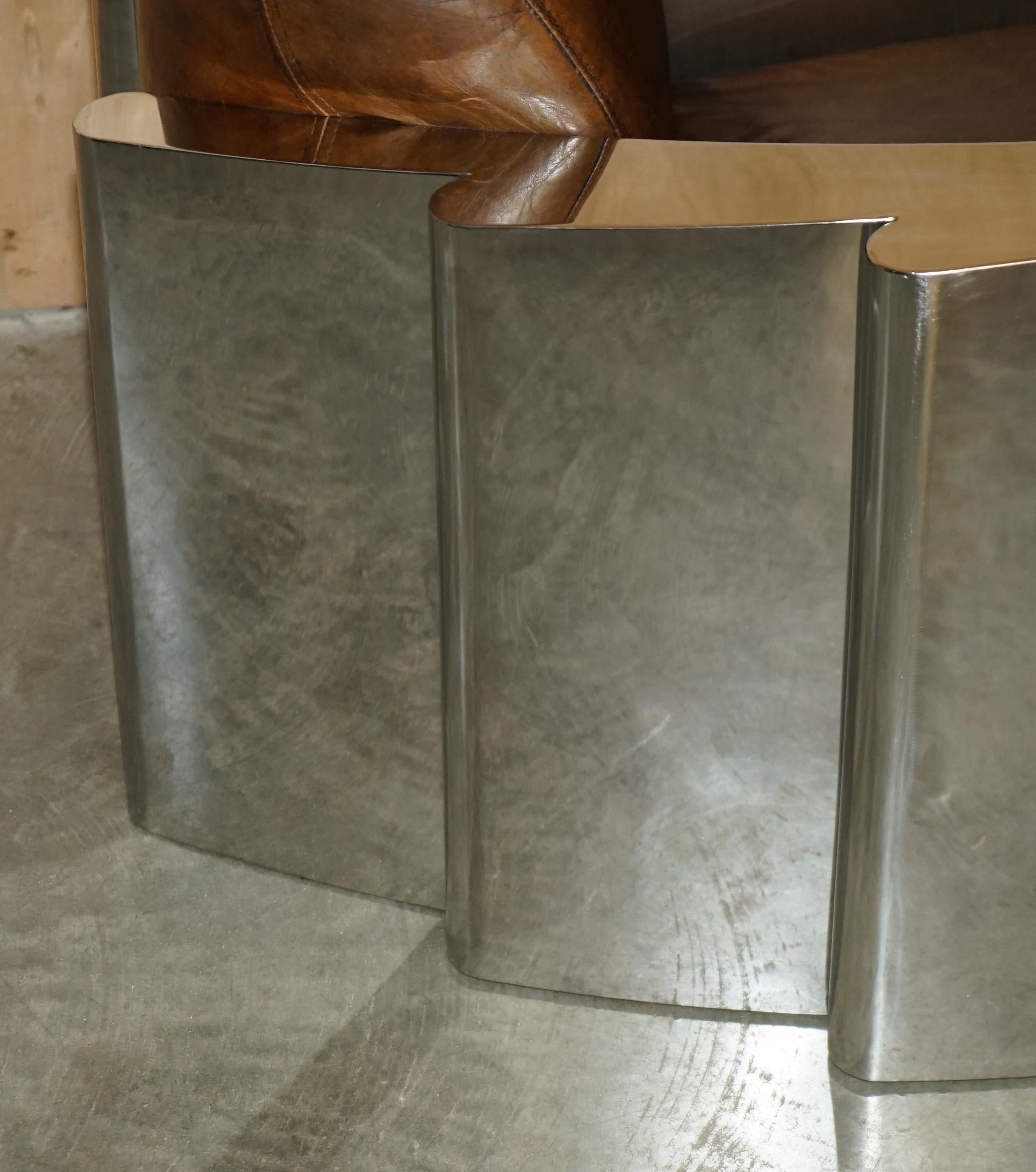RARE STUNNiNG HERITAGE BROWN LEATHER POLISHED ALUMINIUM AVIATOR LOUNGE ARMCHAIR im Angebot 4