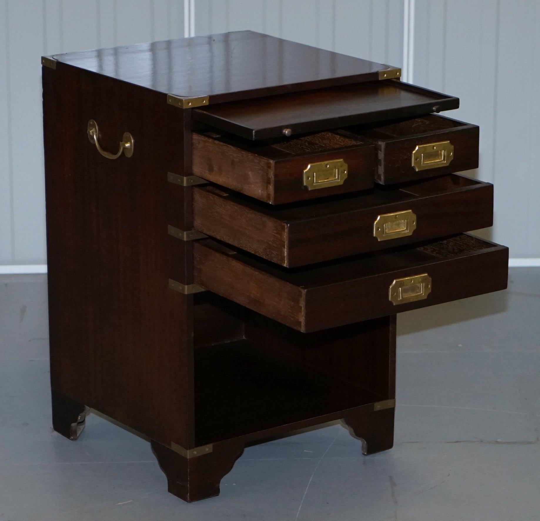 Rare Stunning Military Campaign Side Table with Butlers Serving Tray and Drawers 3