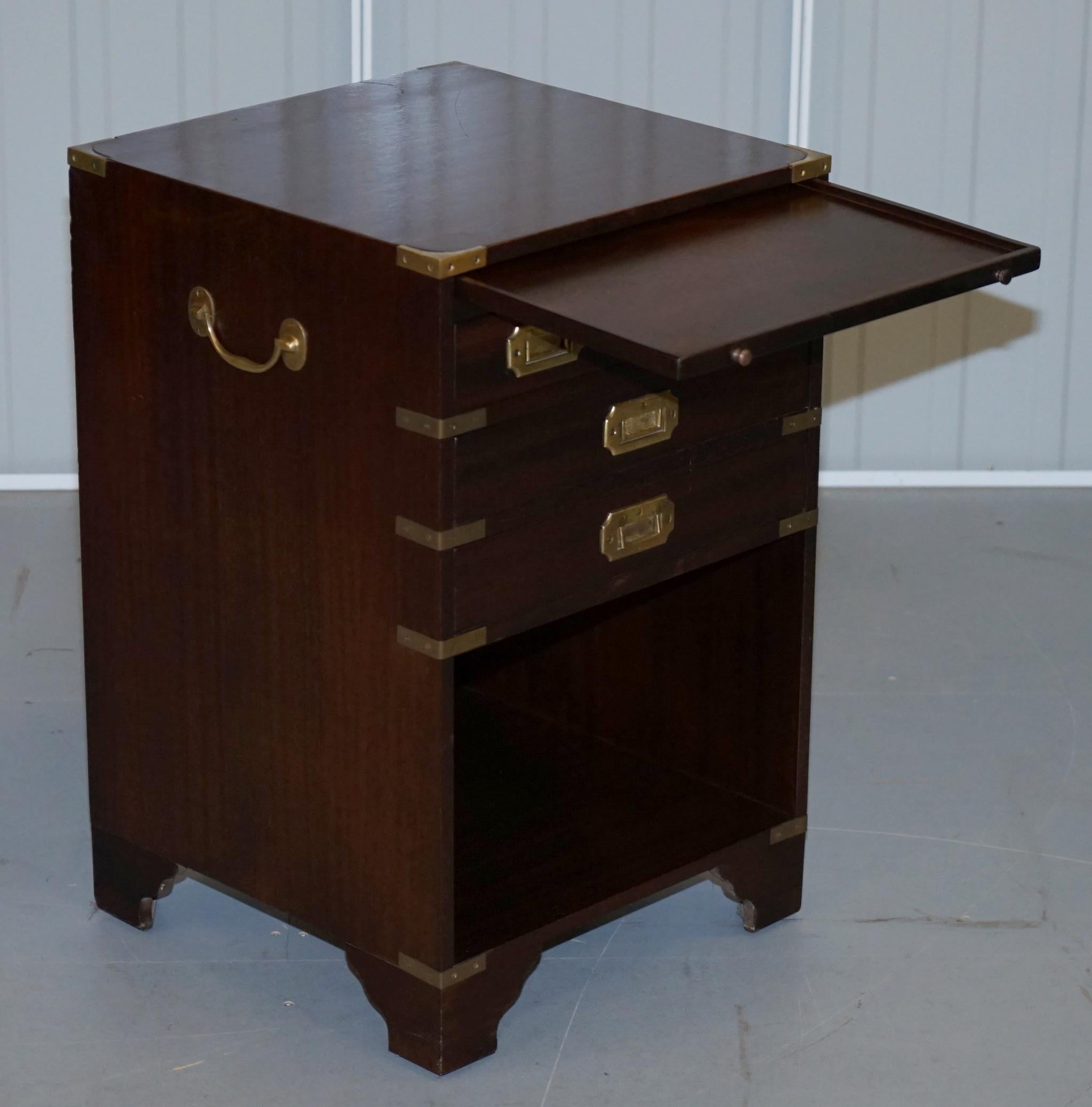 Rare Stunning Military Campaign Side Table with Butlers Serving Tray and Drawers 5