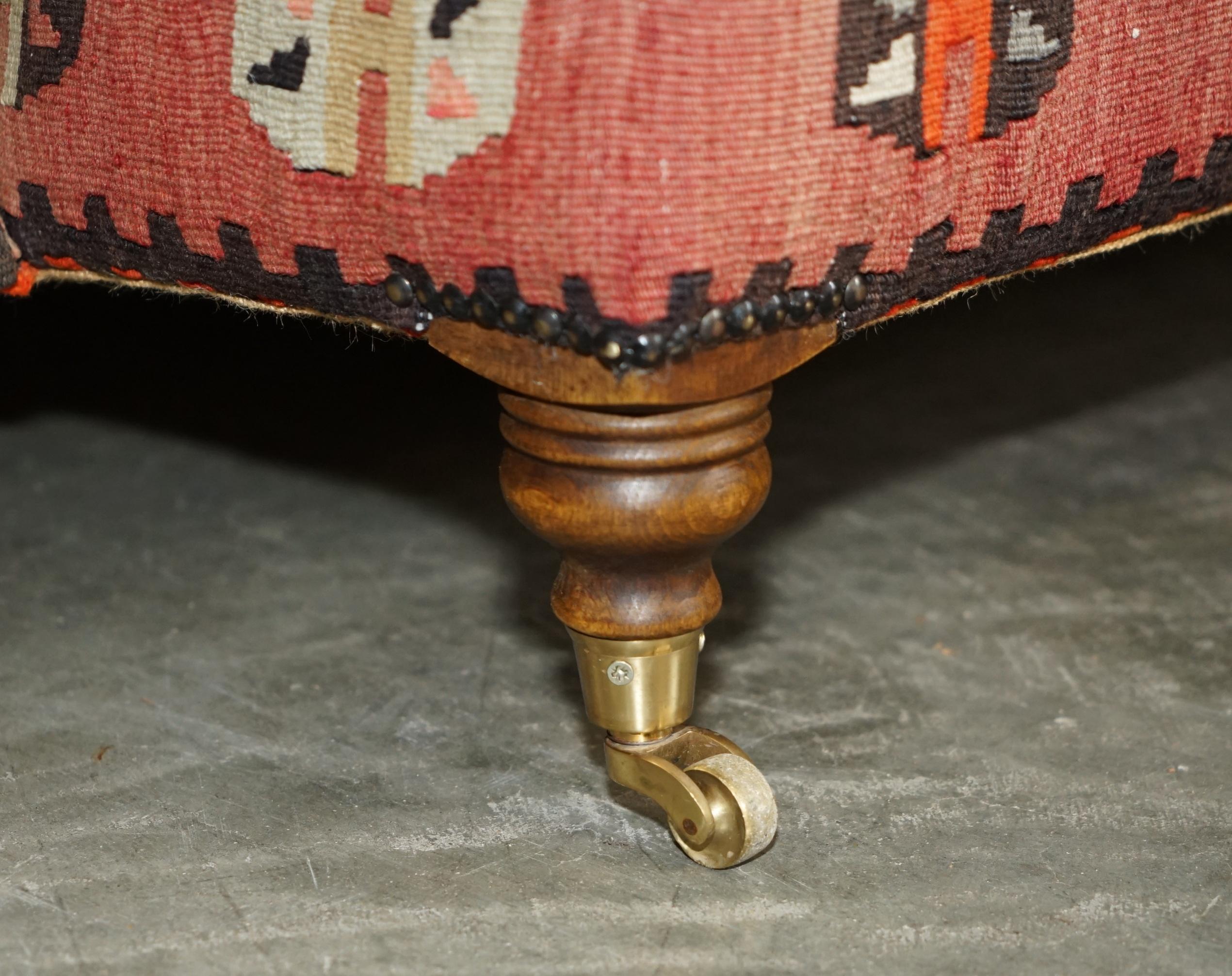 Upholstery RARE & STUNNING ViNTAGE GEORGE SMITH KILIM UPHOLSTERED HOWARD & SON'S SOFA For Sale