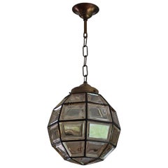 Rare & Stylish Mid-Century Modern Facetted & Lead Lined Pendant / Ceiling Lamp