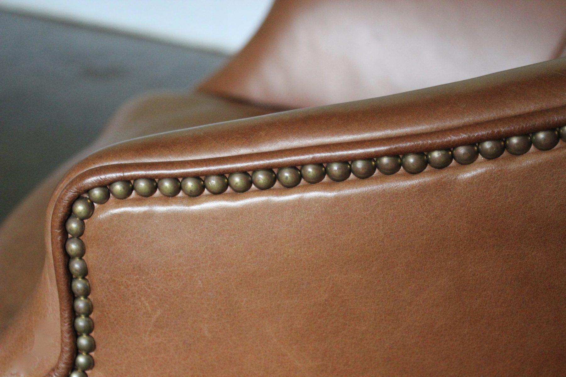 Rare Sublime Ralph Lauren “Beldon” Armchair in Tan Brown Saddle Leather For Sale 6