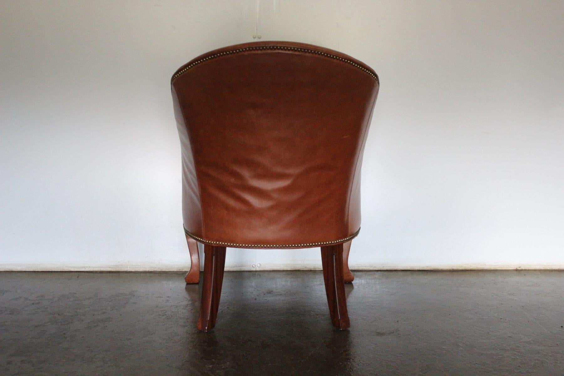 Rare Sublime Ralph Lauren “Beldon” Armchair in Tan Brown Saddle Leather For Sale 1
