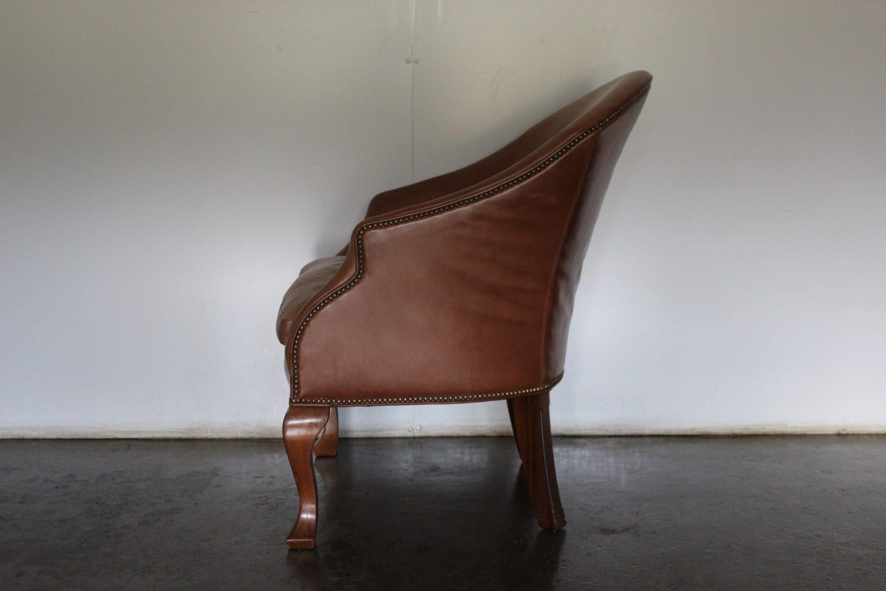 Rare Sublime Ralph Lauren “Beldon” Armchair in Tan Brown Saddle Leather For Sale 2