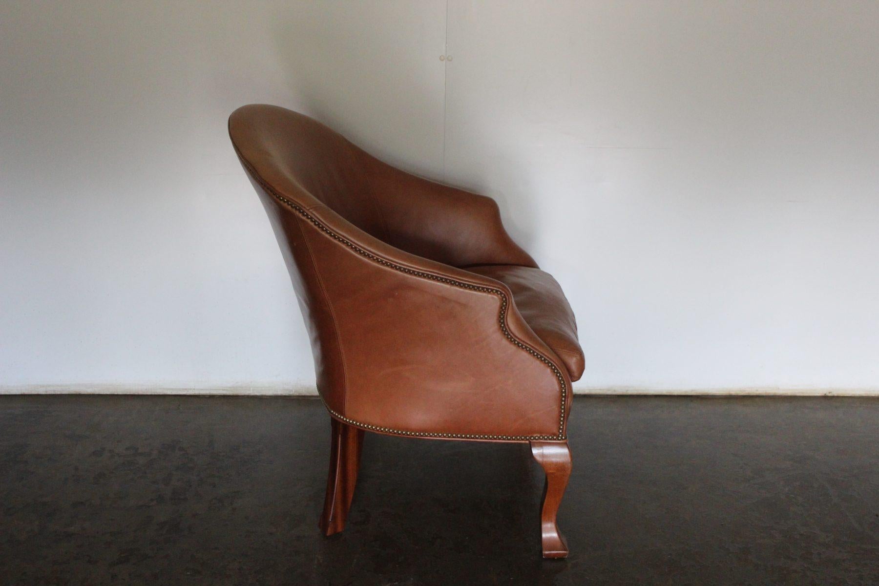 Rare Sublime Ralph Lauren “Beldon” Armchair in Tan Brown Saddle Leather For Sale 3