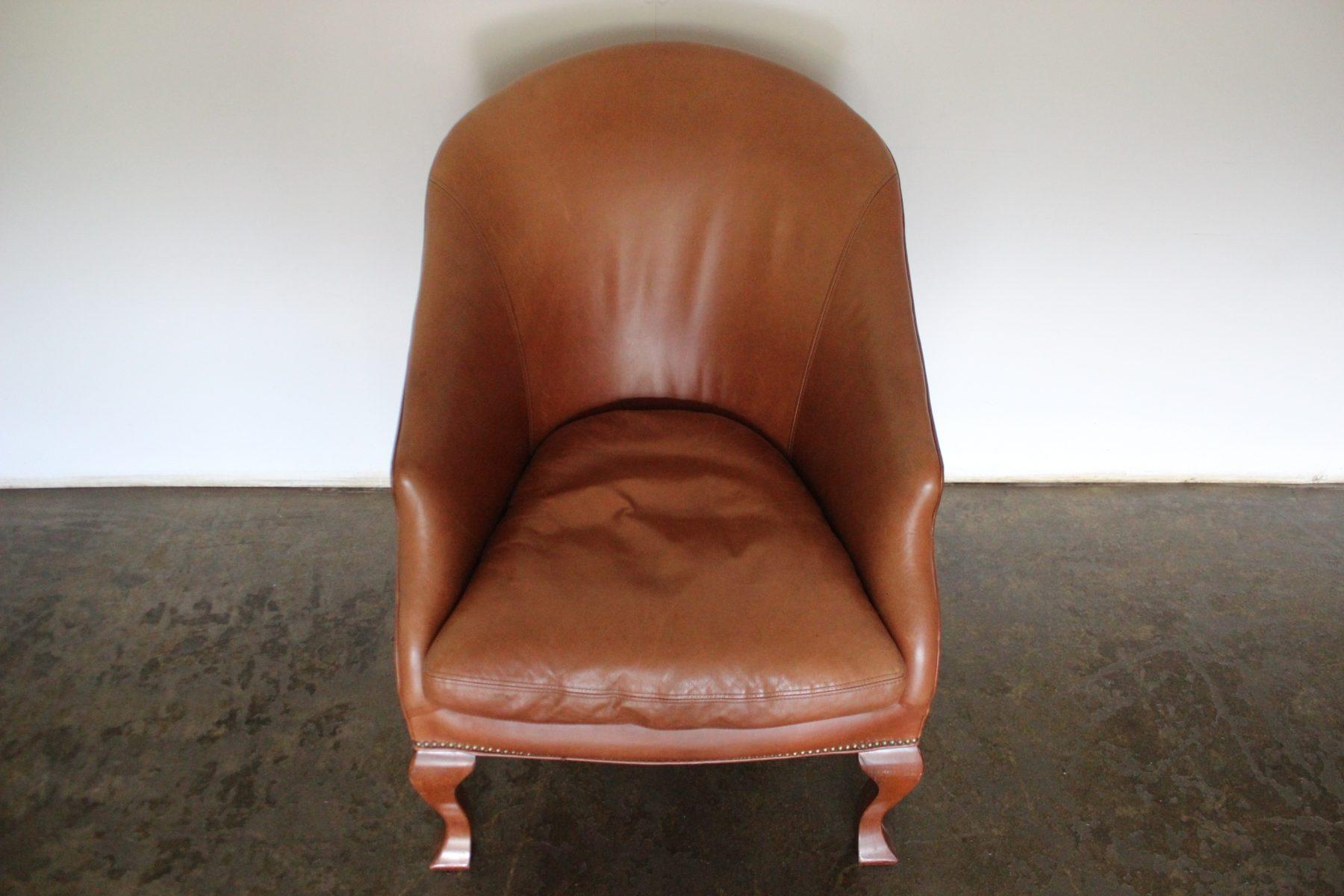 Rare Sublime Ralph Lauren “Beldon” Armchair in Tan Brown Saddle Leather For Sale 5