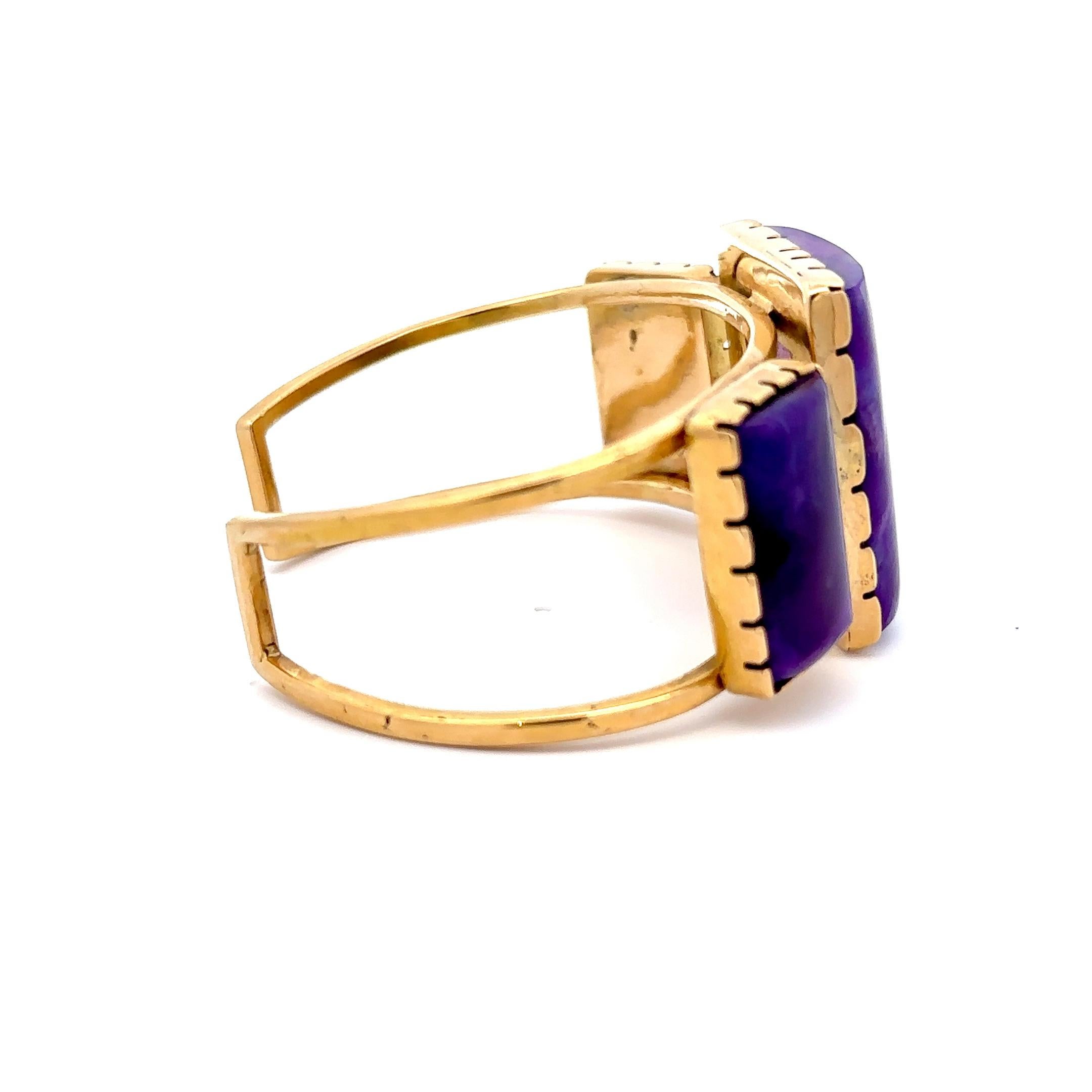 Artisan Rare Sugilite Cuff Bracelet For Sale
