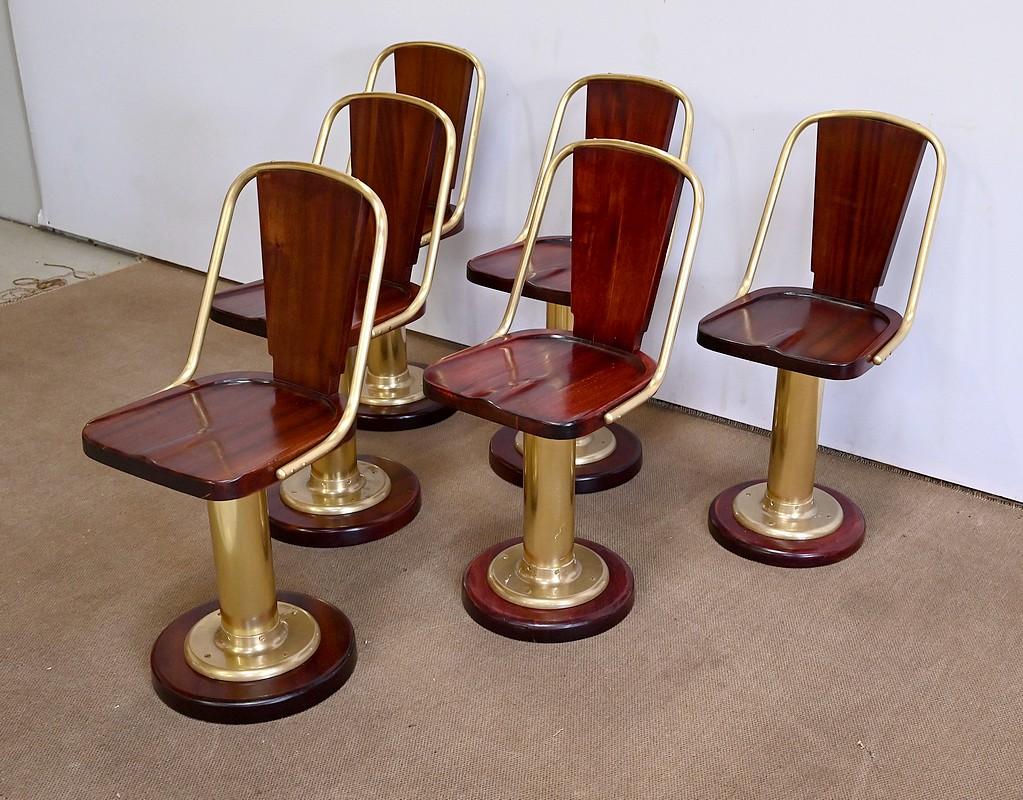 French Rare Set of 6 Ocean Liner Chairs, England – Early 20th Century For Sale