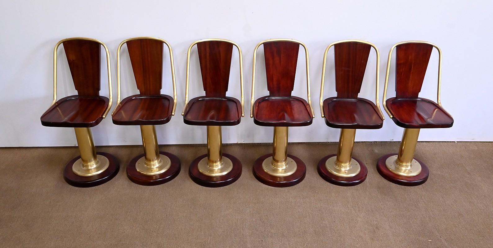 Rare Set of 6 Ocean Liner Chairs, England – Early 20th Century In Good Condition For Sale In HÉRIC, FR