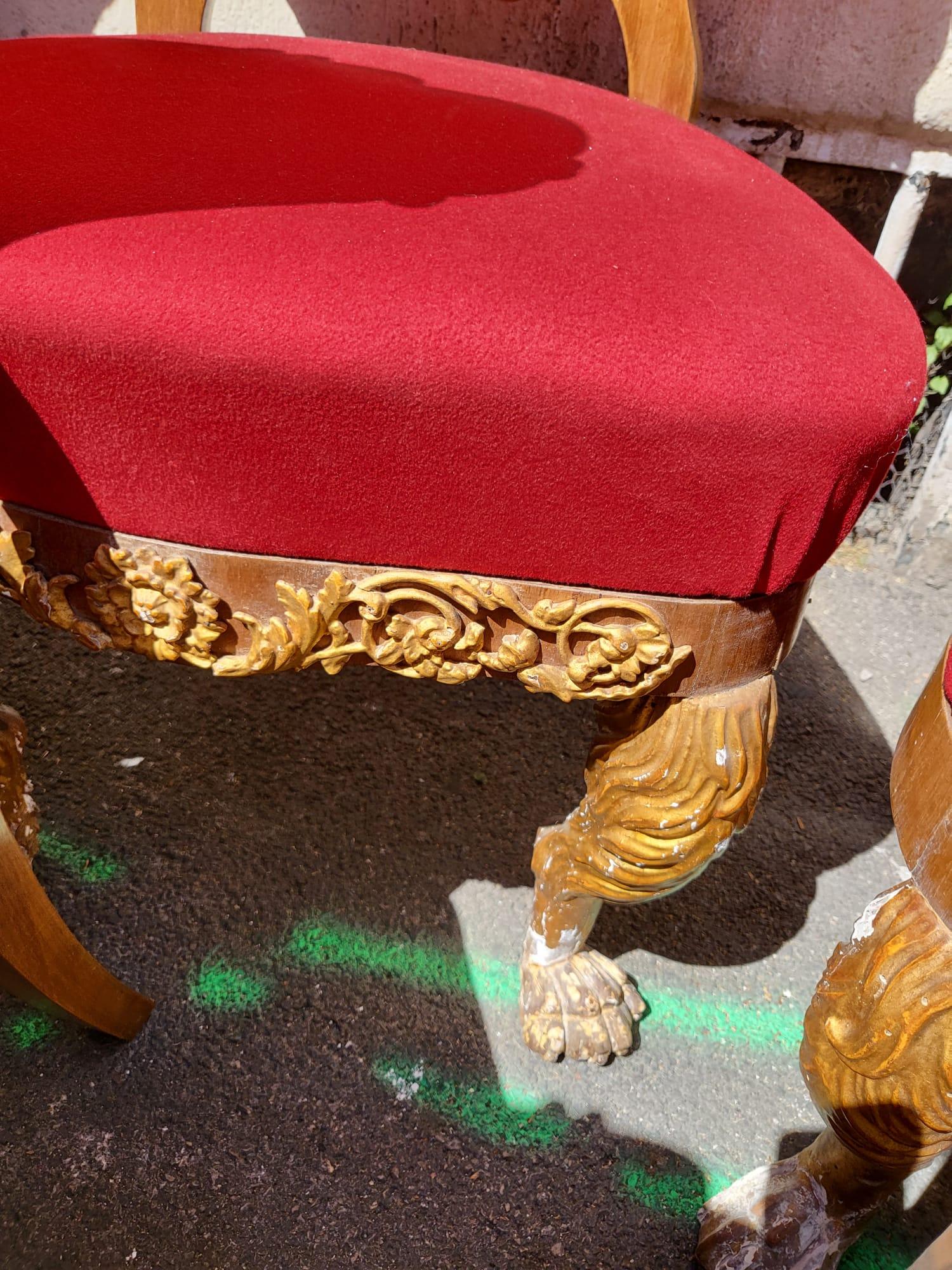 Napoleone III Rara suite di 20 + 2 sedie in legno dorato, XIX secolo in vendita