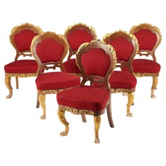 Antique Rare Suite Of 20 + 2 Gilded Wood Chairs, 19th Century