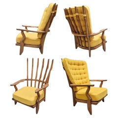 Rare suite de 4 fauteuils "Grand Repos" en Oak, Edition Votre Maison circa 1970