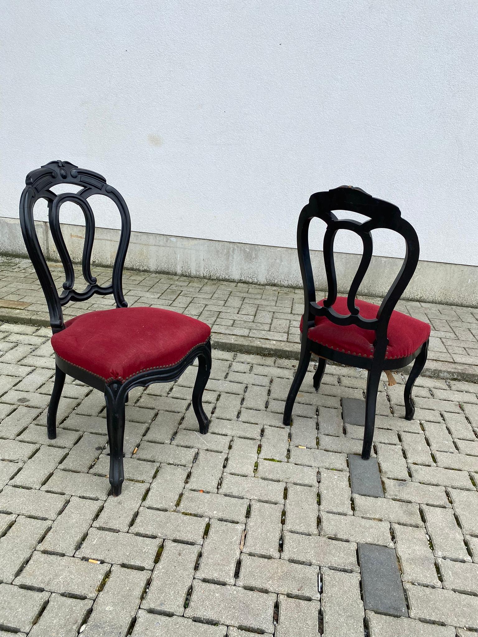 Bois Rare ensemble de 9 chaises d'époque Napoléon III en hêtre noirci en vente