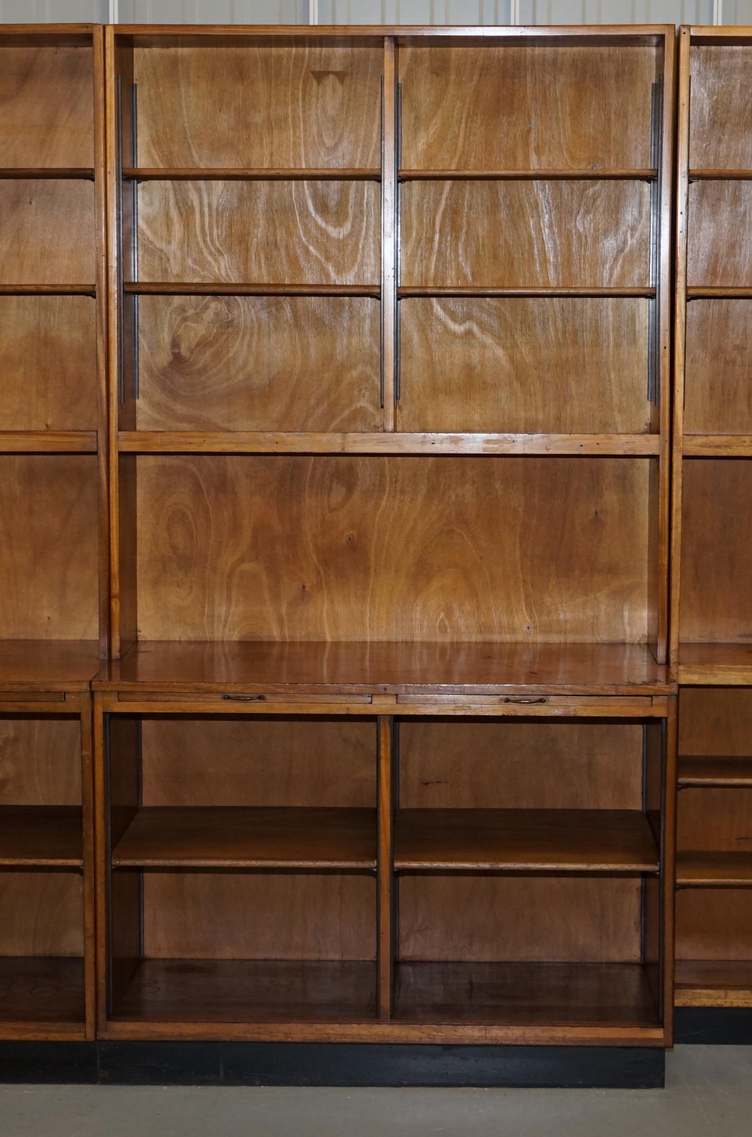 Mid-Century Modern Rare Suite of Four 1940s Myers Old Street Shop Pharmacy Cabinets or Bookcases