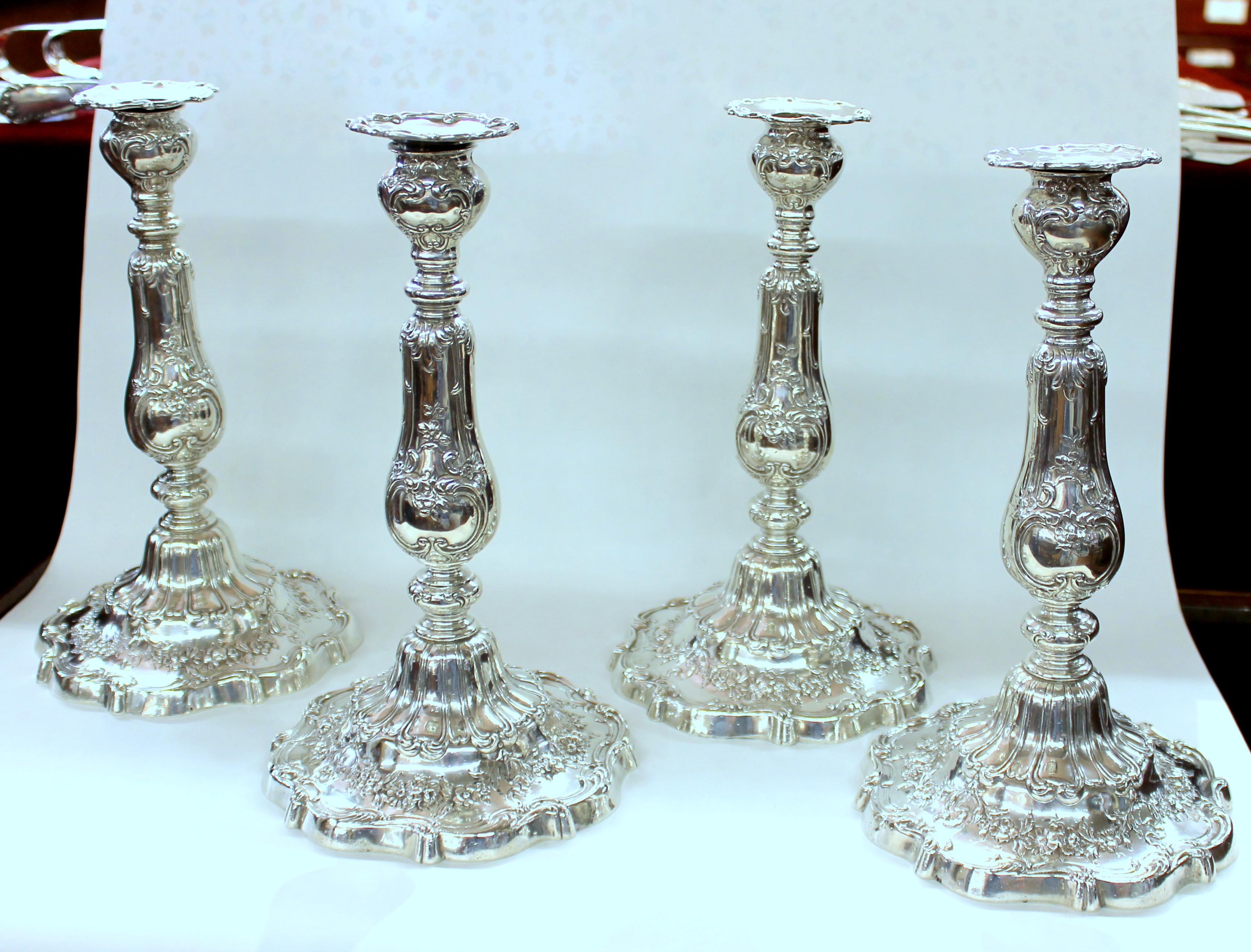 Superb and rare suite of four LARGE and Impressive American Gorham STERLING 