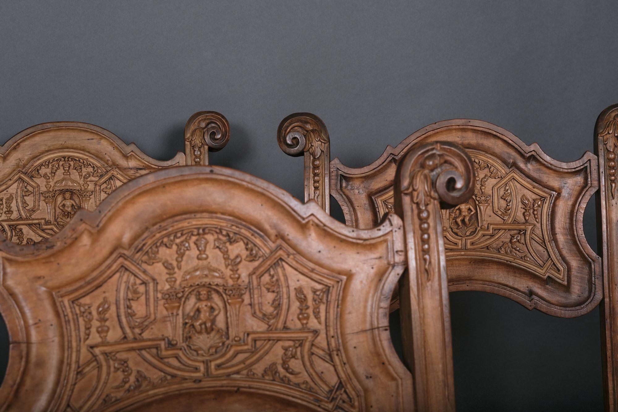French Rare Suite of Six Chairs, Prob. Lorraine, 18th Century For Sale