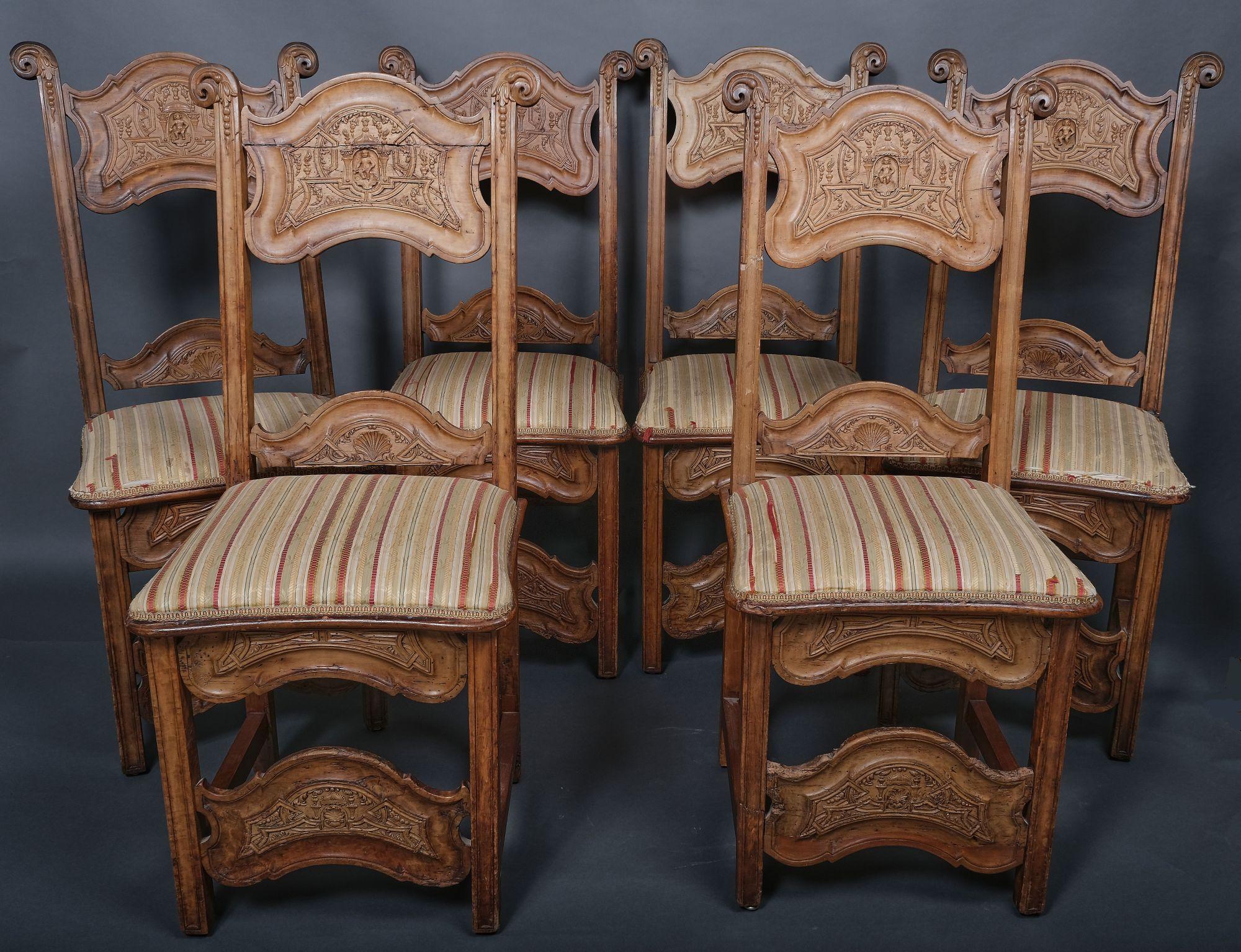 Rare Suite of Six Chairs, Prob. Lorraine, 18th Century For Sale 1