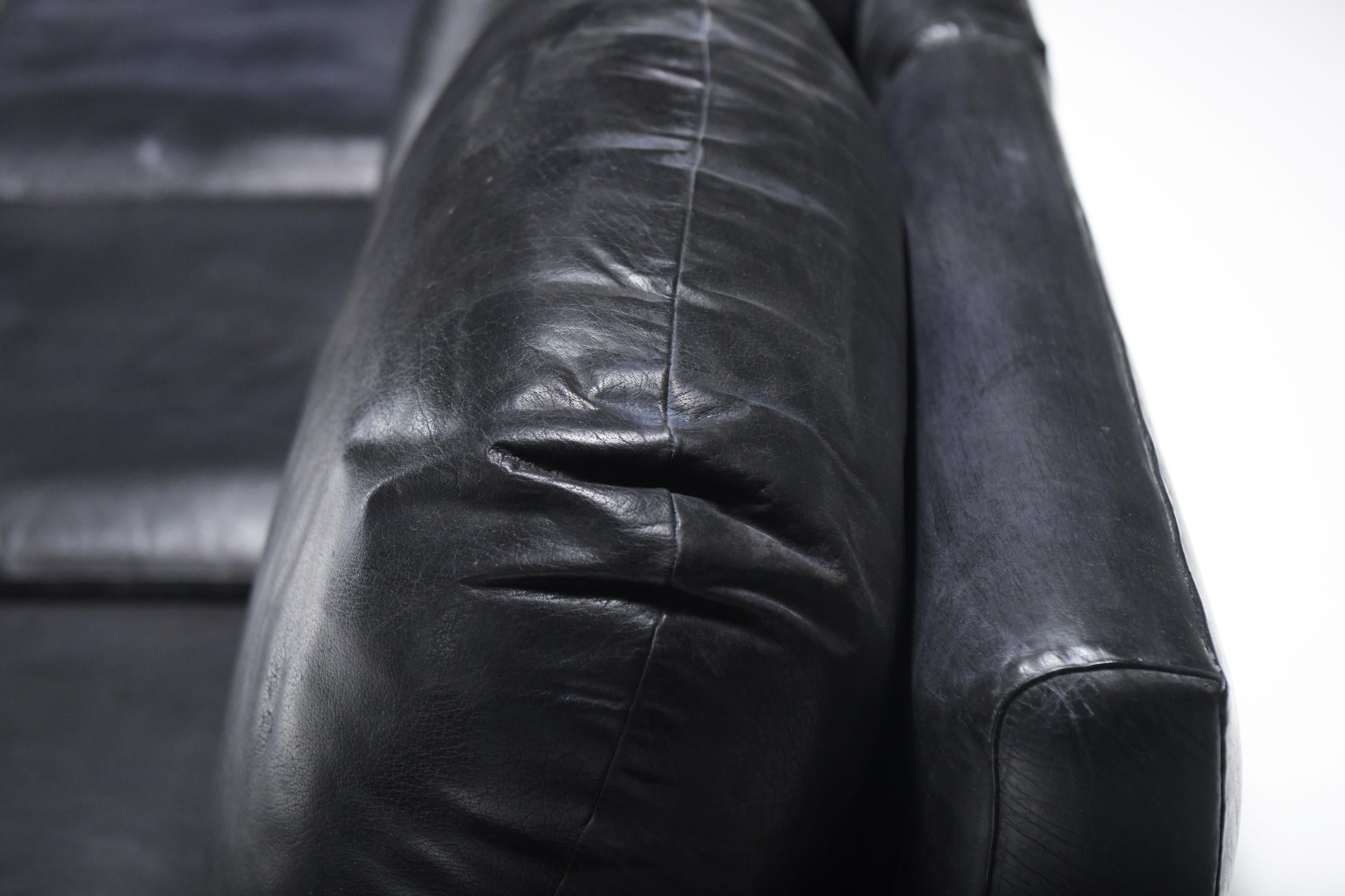 Seltenes modulares Sofa „Super C“ aus schwarzem Original-Leder von Willy Rizzo. Unterschrieben! im Angebot 8