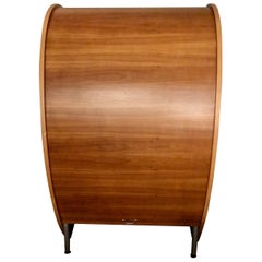 Rare Super Sculptural Slide Tambour Front Mid-Century Modern Cherry Bar or Desk