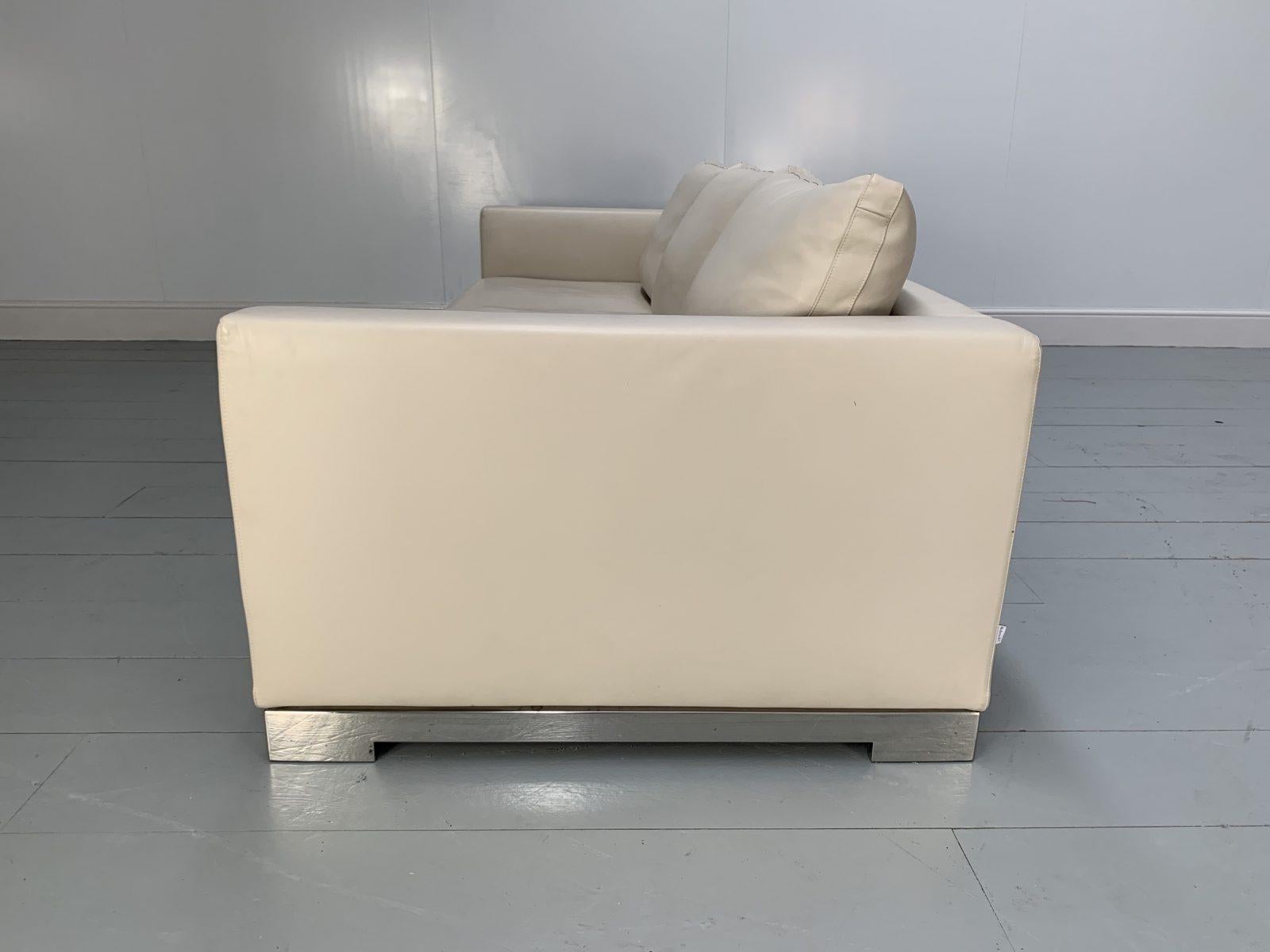 Italian Rare Superb Molteni & C “Reversi” 3-Seat Sofa in Ivory Leather