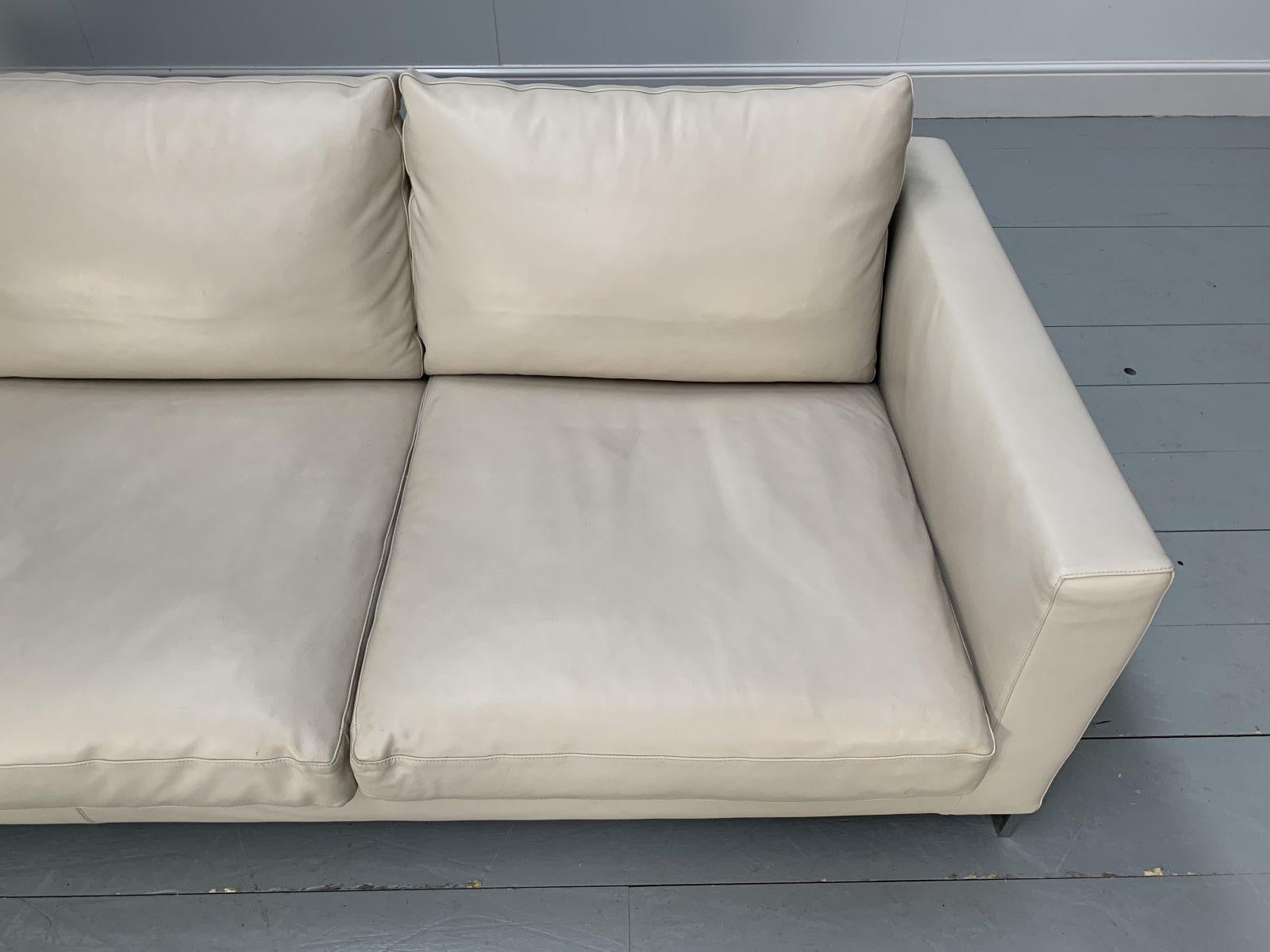 Rare Superb Molteni & C “Reversi” 3-Seat Sofa in Ivory Leather 1