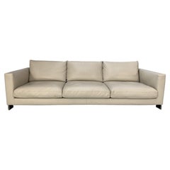 Used Rare Superb Molteni & C “Reversi” 3-Seat Sofa in Ivory Leather