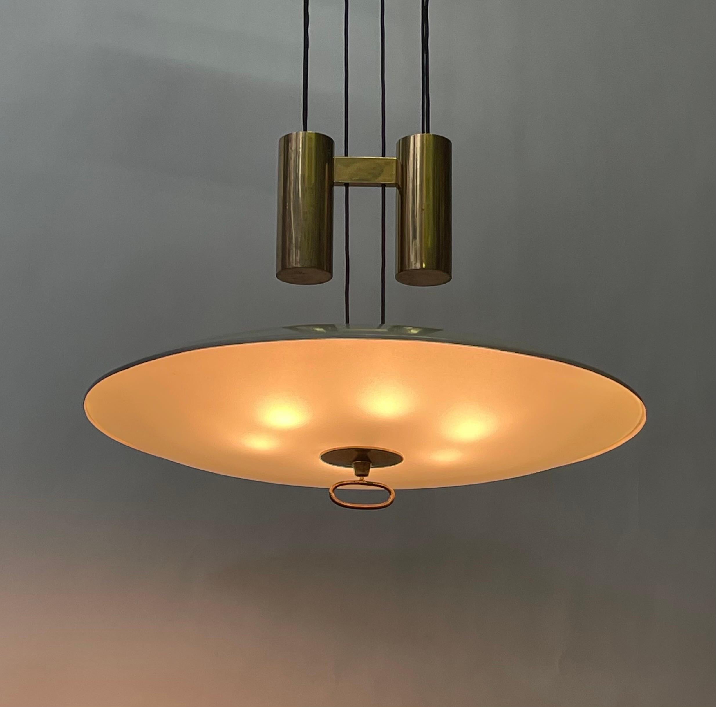 Polished Rare Suspension Lamp Mod.1953 by Max Ingrand for Fontana Arte, Italy circa 1950s