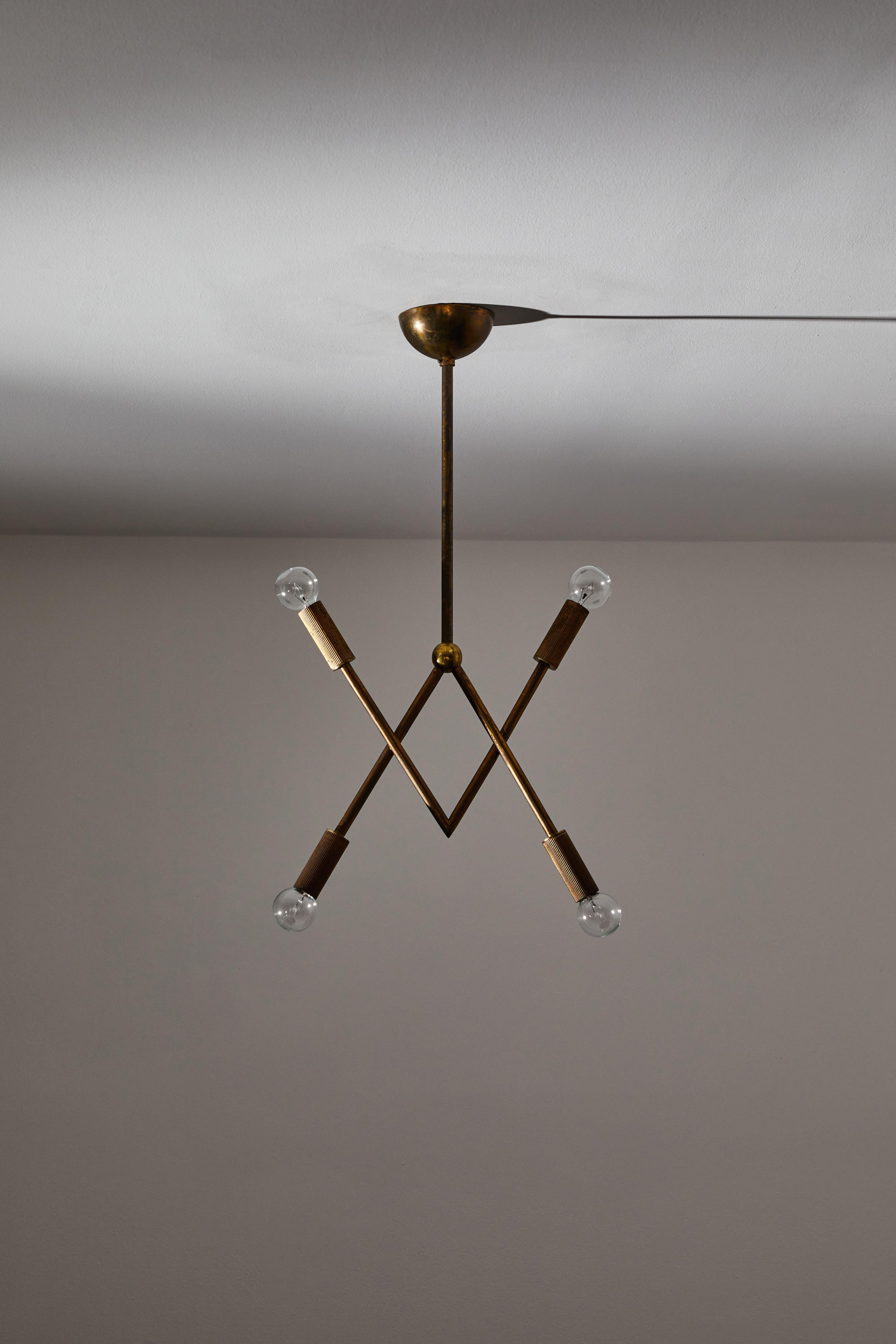 Brass Rare Suspension Light by Guglielmo Ulrich For Sale