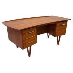 Rare Svend Aage Madsen Teak Curved Desk , Denmark ca. 1960s