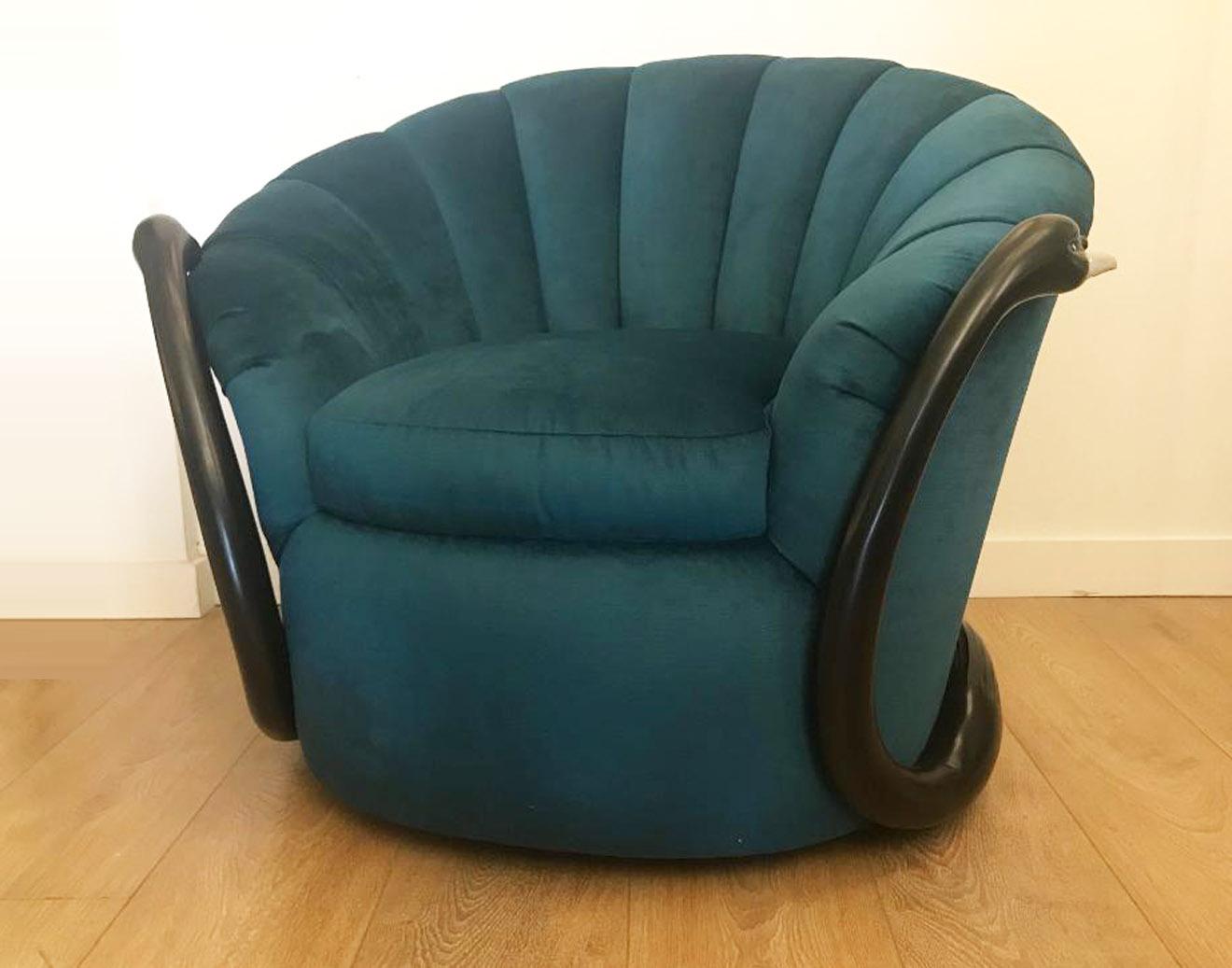 Hollywood Regency Rare Swan Leda Lounge Chair by Suzanne Geismar