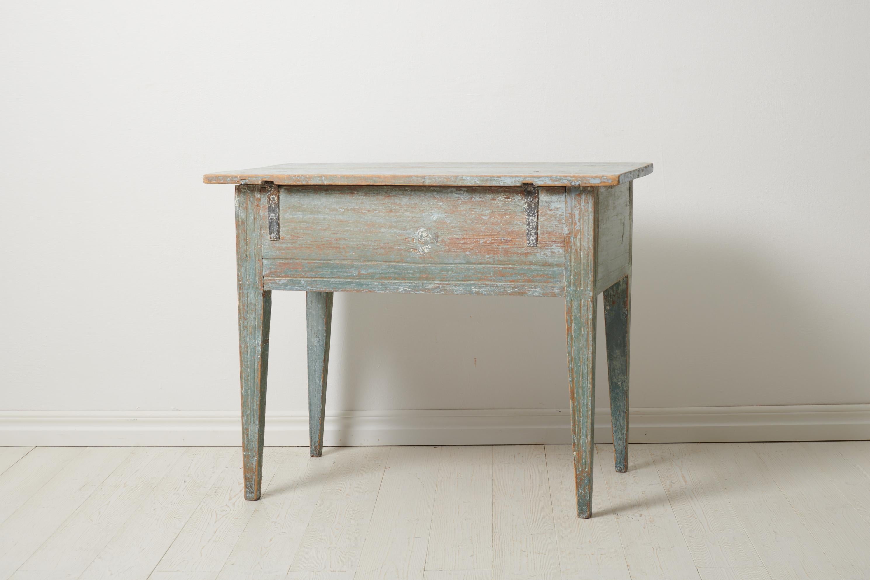 Rare Swedish Antique Blue Painted Folk Art Country Table  For Sale 2