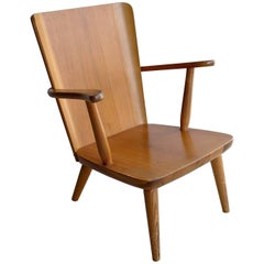Rare fauteuil suédois en pin par Goran Malmvall Voor Svensk Fur, années 1940
