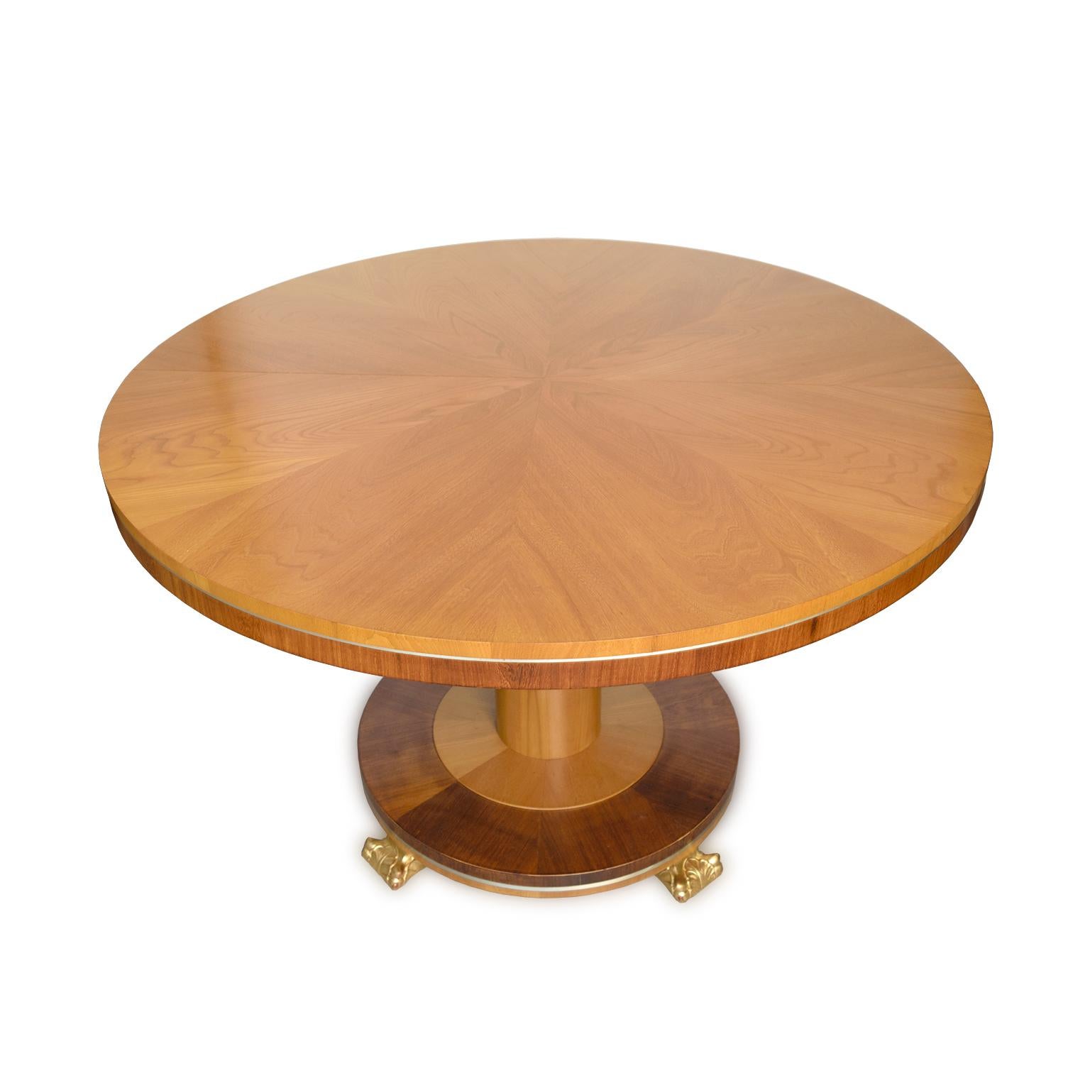 20th Century Rare Swedish Art Deco dining table Carl Bergsten, elm, mahogany For Sale