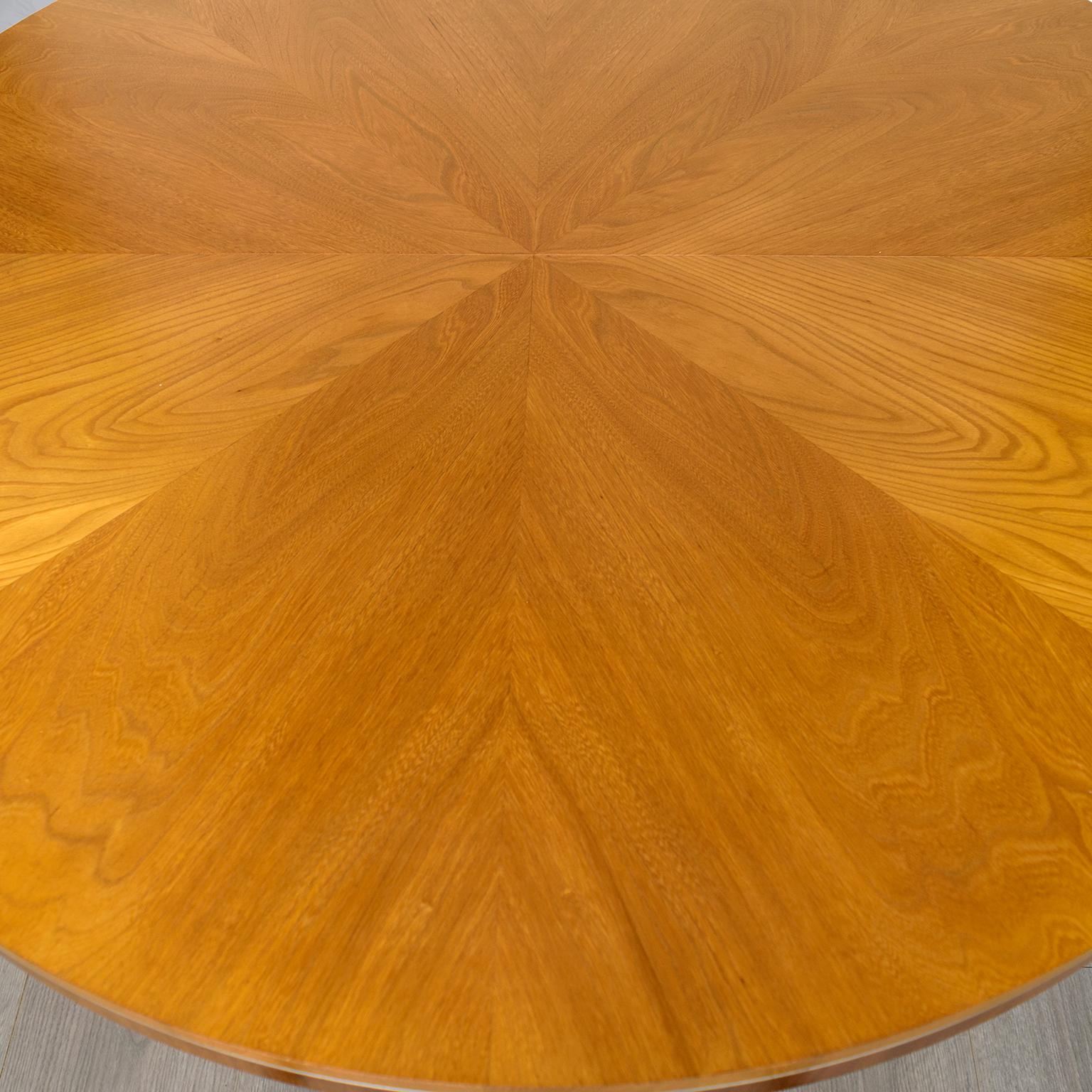 Rare Swedish Art Deco dining table Carl Bergsten, elm, mahogany For Sale 2