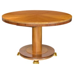 Rare Swedish Art Deco dining table Carl Bergsten, elm, mahogany