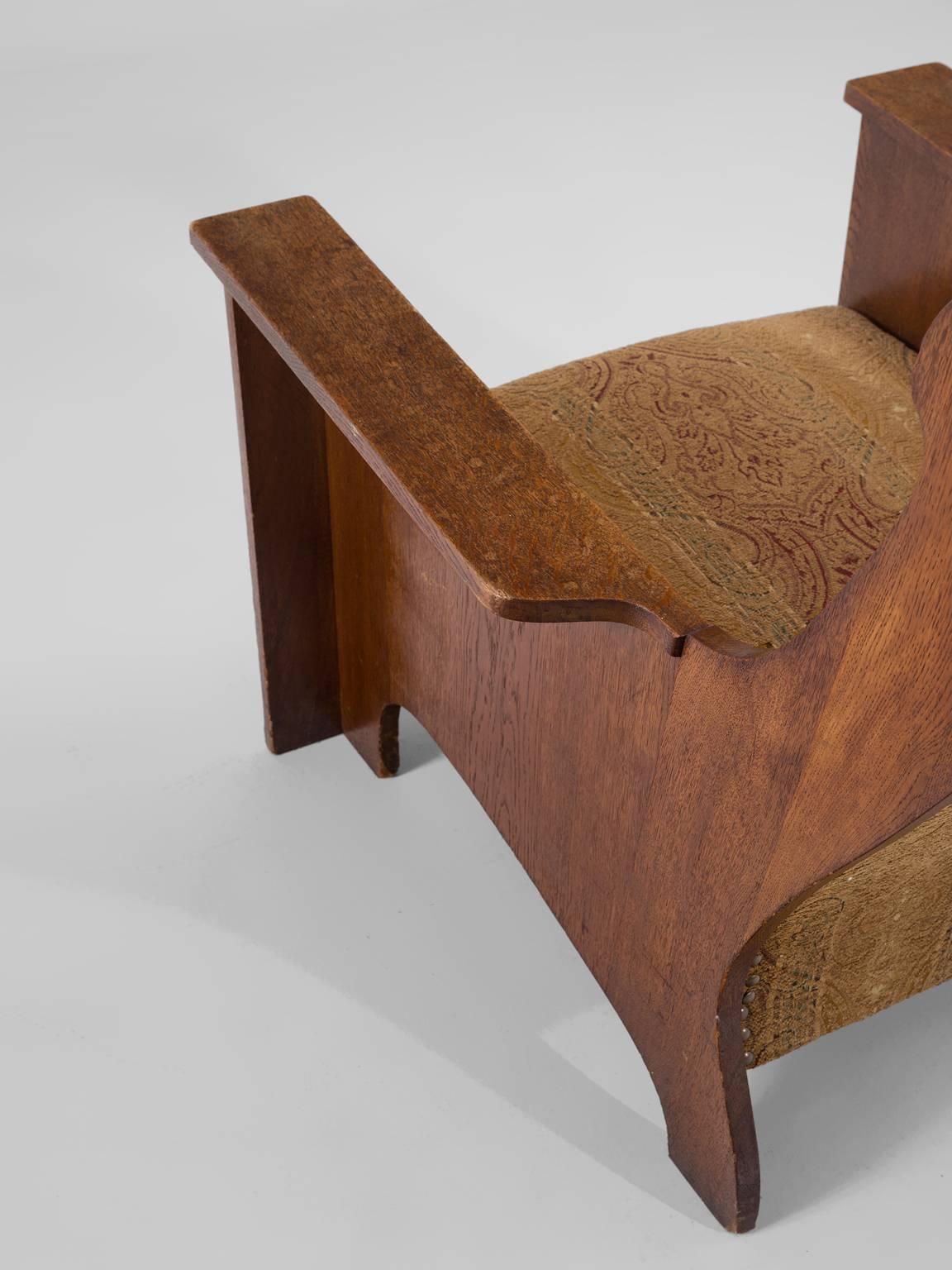Mid-20th Century Rare Swedish Art Deco High Back Armchair in Oak