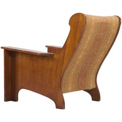 Rare Swedish Art Deco High Back Armchair in Oak